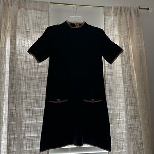 Ee:some Size S Elegant Black Dress with Tan Accents